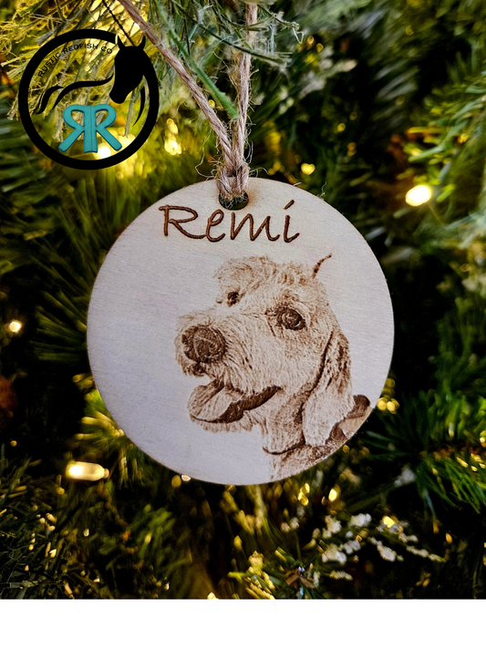 Personalized wood engraved ornament