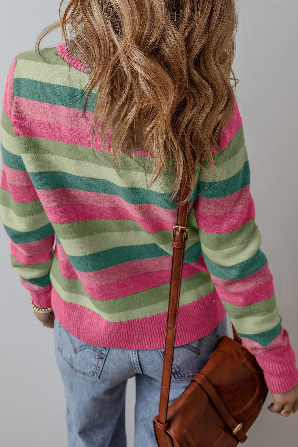 Striped Round Neck Long Sleeve Sweater