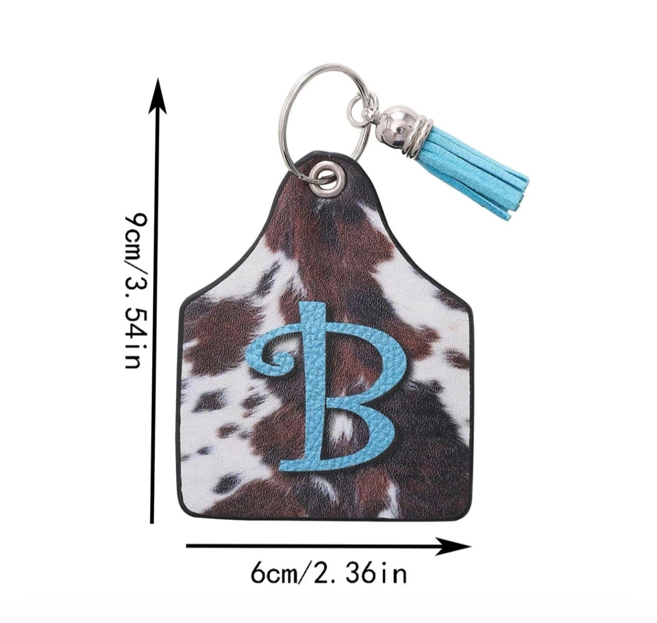 Cowhide Initial Keychain