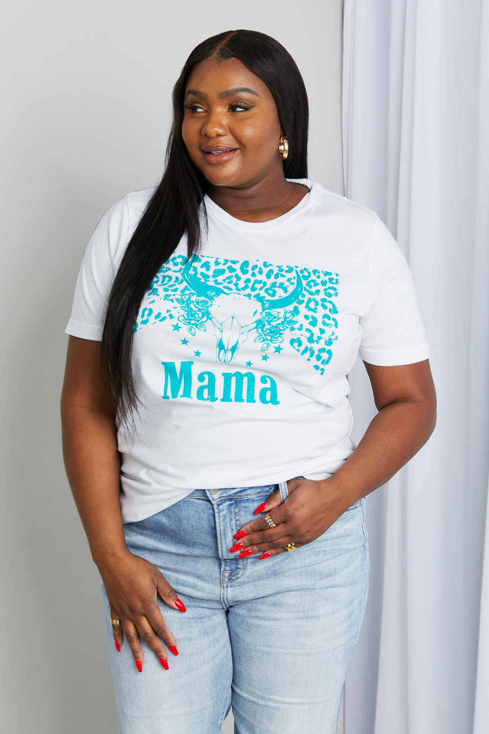 mineB Full Size MAMA Animal Graphic Tee Shirt